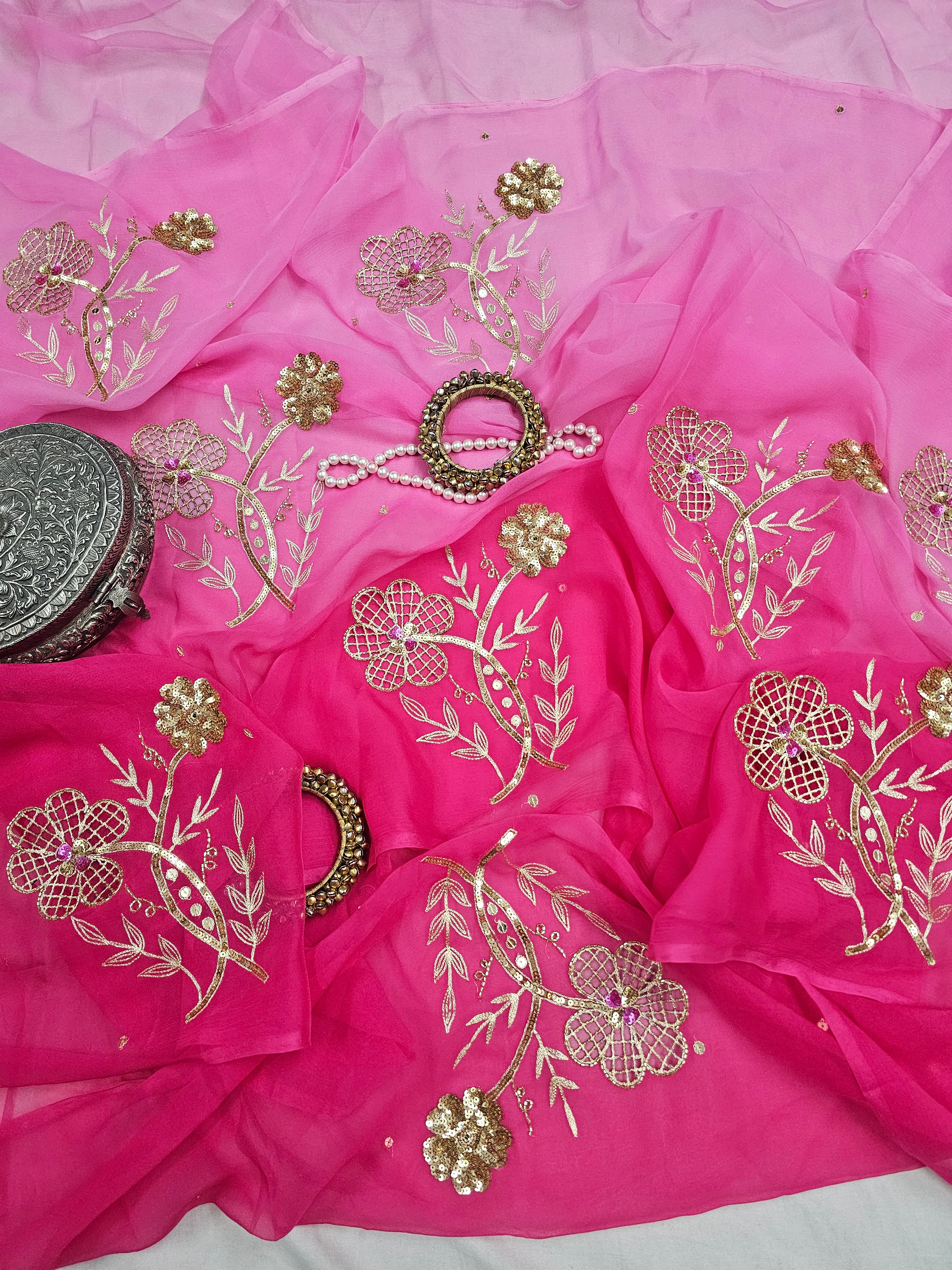GULABI NOOR CHIFFON SAARE