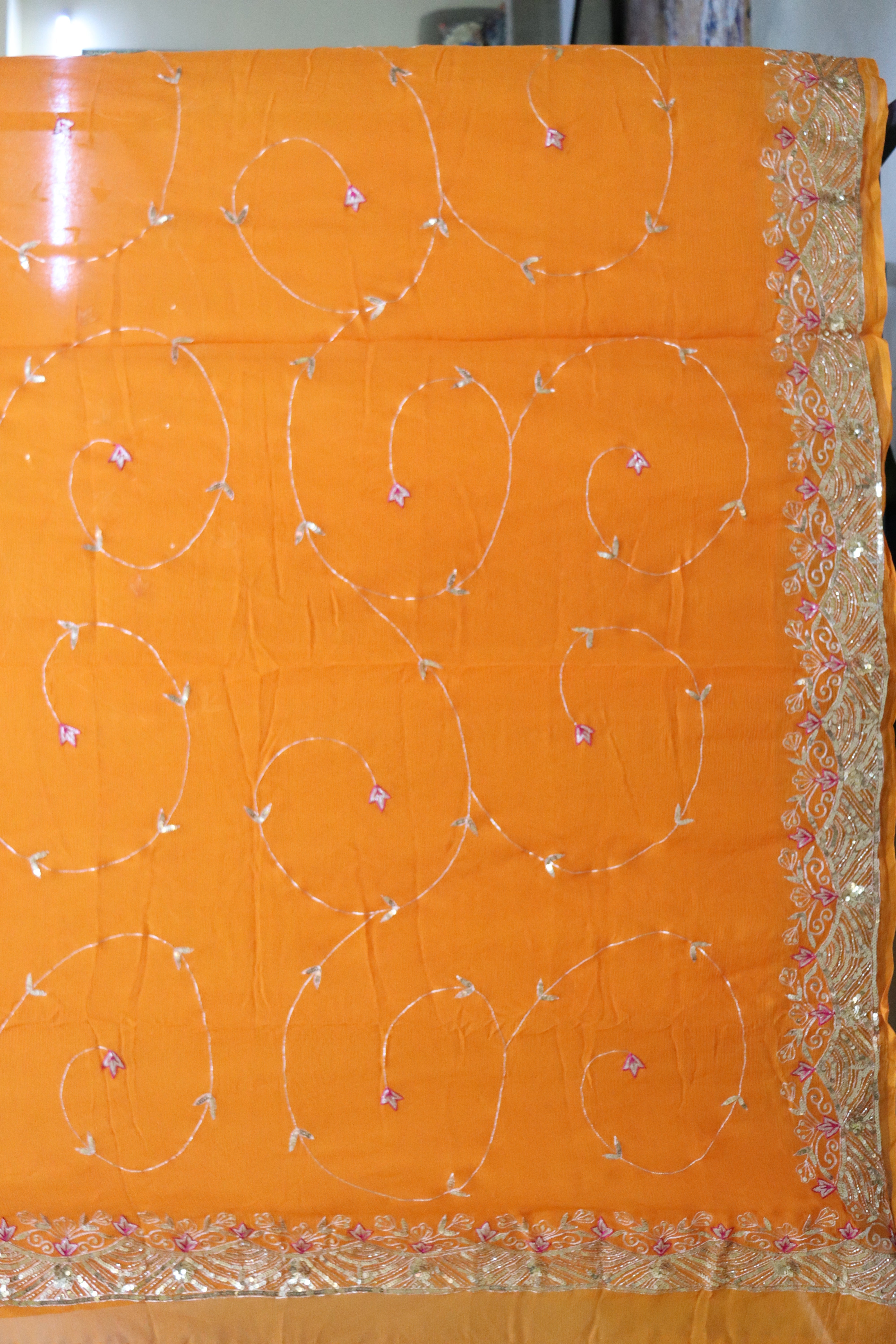 Saffron Dream | Lehariya Saree