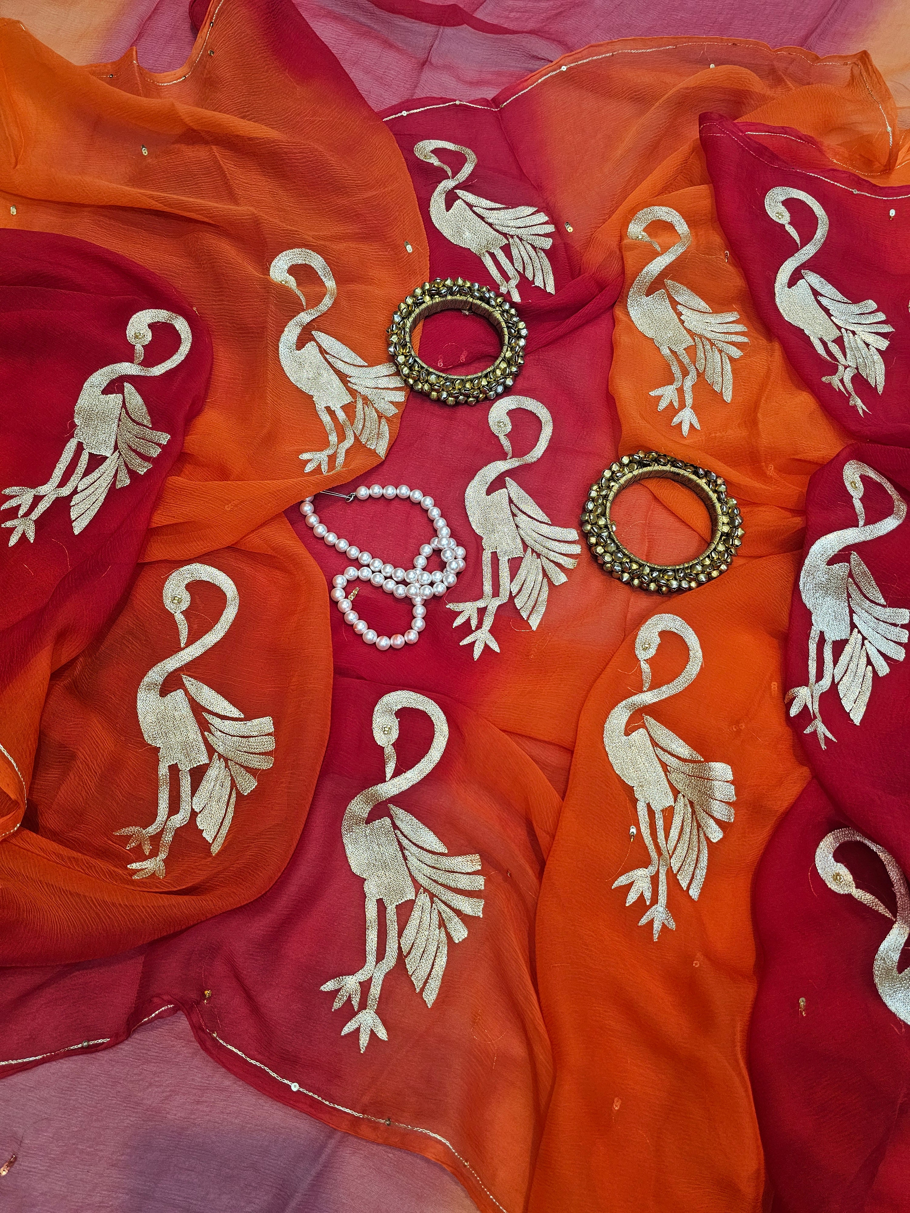 FLAMINGO MOTIF CHIFFON SAARE
