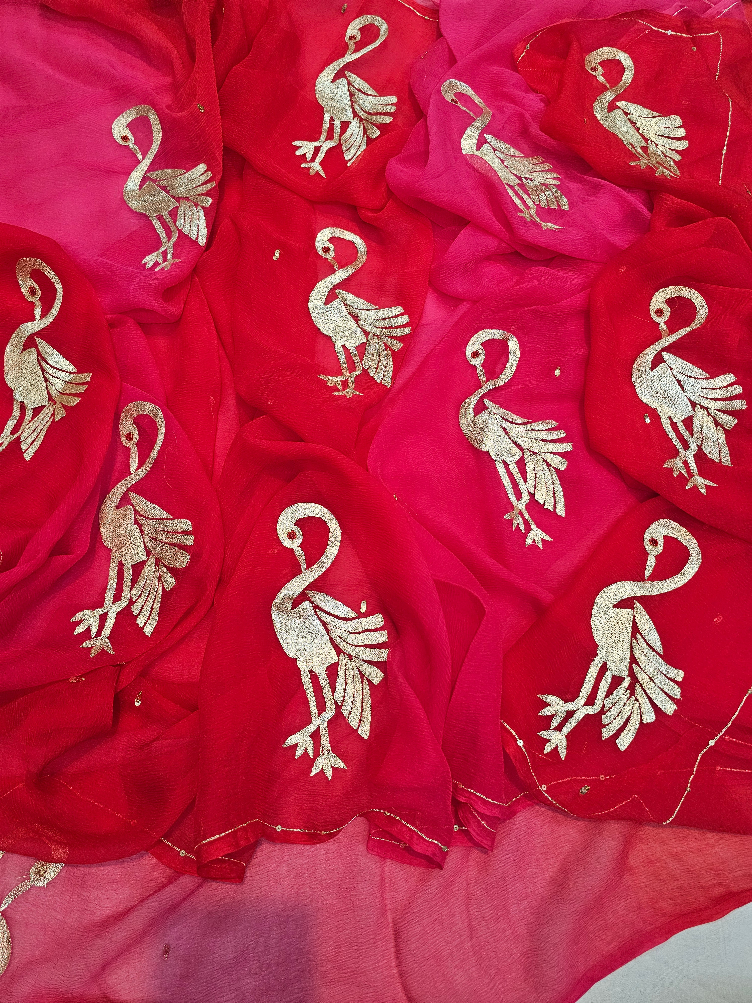FLAMINGO MOTIF CHIFFON SAARE