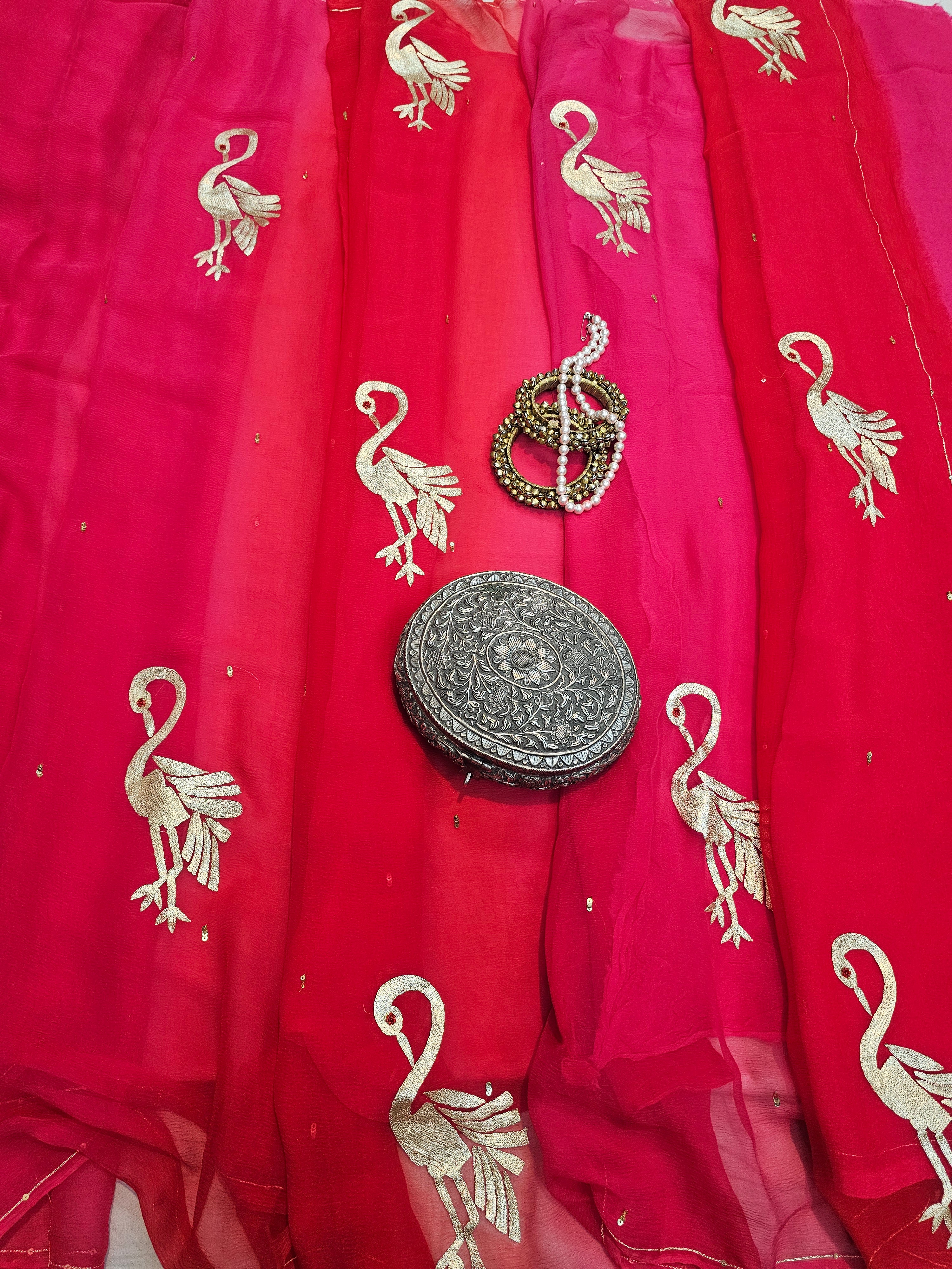FLAMINGO MOTIF CHIFFON SAARE